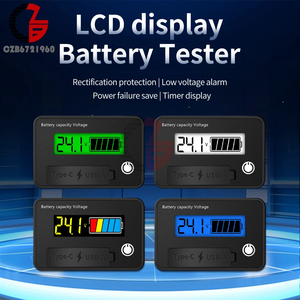 DC 8-30V Battery Capacity Indicator LCD Digital Voltmeter Electricity Meter Voltage Tester Lithium Battery Capacity Detector