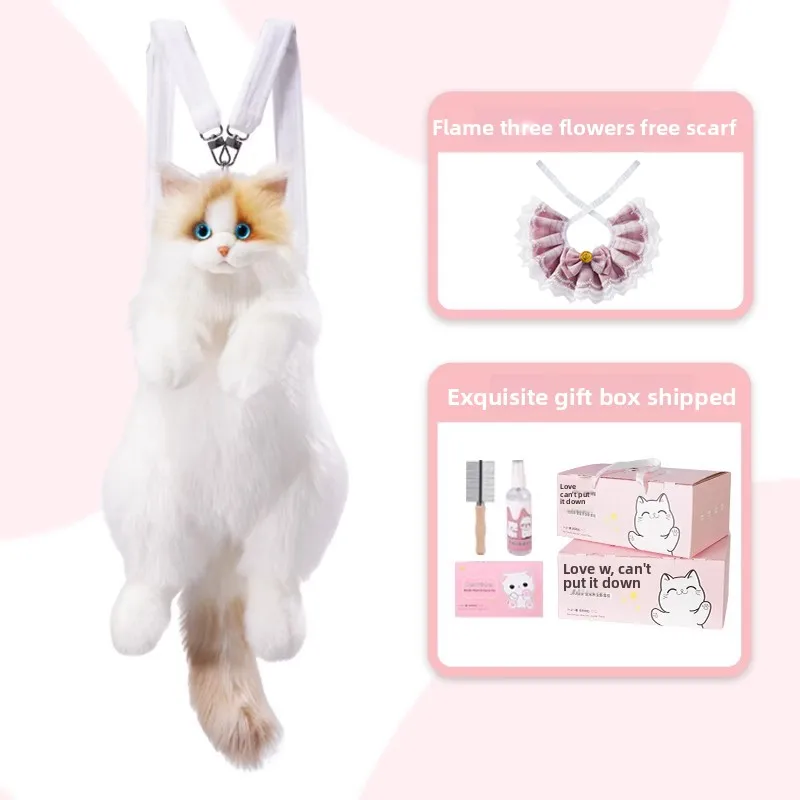 الأصلي 60 سنتيمتر طول محاكاة دمية القوس القط على ظهره ألعاب من نسيج مخملي هدايا عيد الميلاد