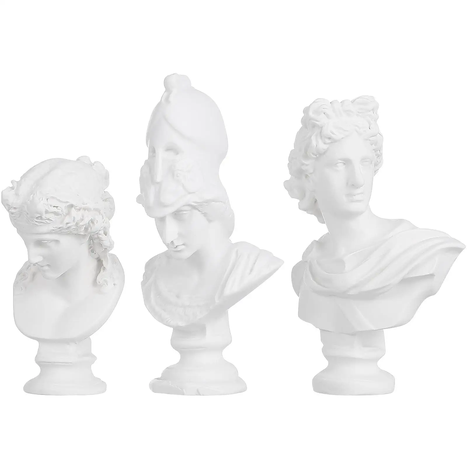 3pcs Mini Plaster Statues Decor Elegant Greek Figurines Apollo Desk naments Home Decoration Photography Props