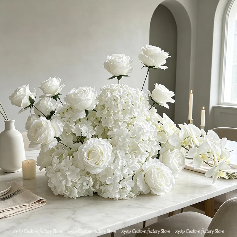 30/40/50/60/70CM Weiße Rose Hortensie Orchidee Tischdekoration Blumenball Arrangement Hochzeits-Hintergrund-Dekor Event-Party-Requisiten – Detail 6
