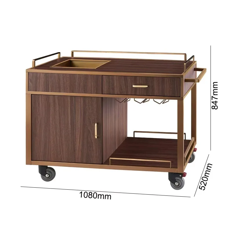 

Modern 2-Tier Bar Cart Wine Bottle Racks Ice Tray Cocktail Alcohol Serving Trolley for Home Kitchen Dining Living Room Hotels