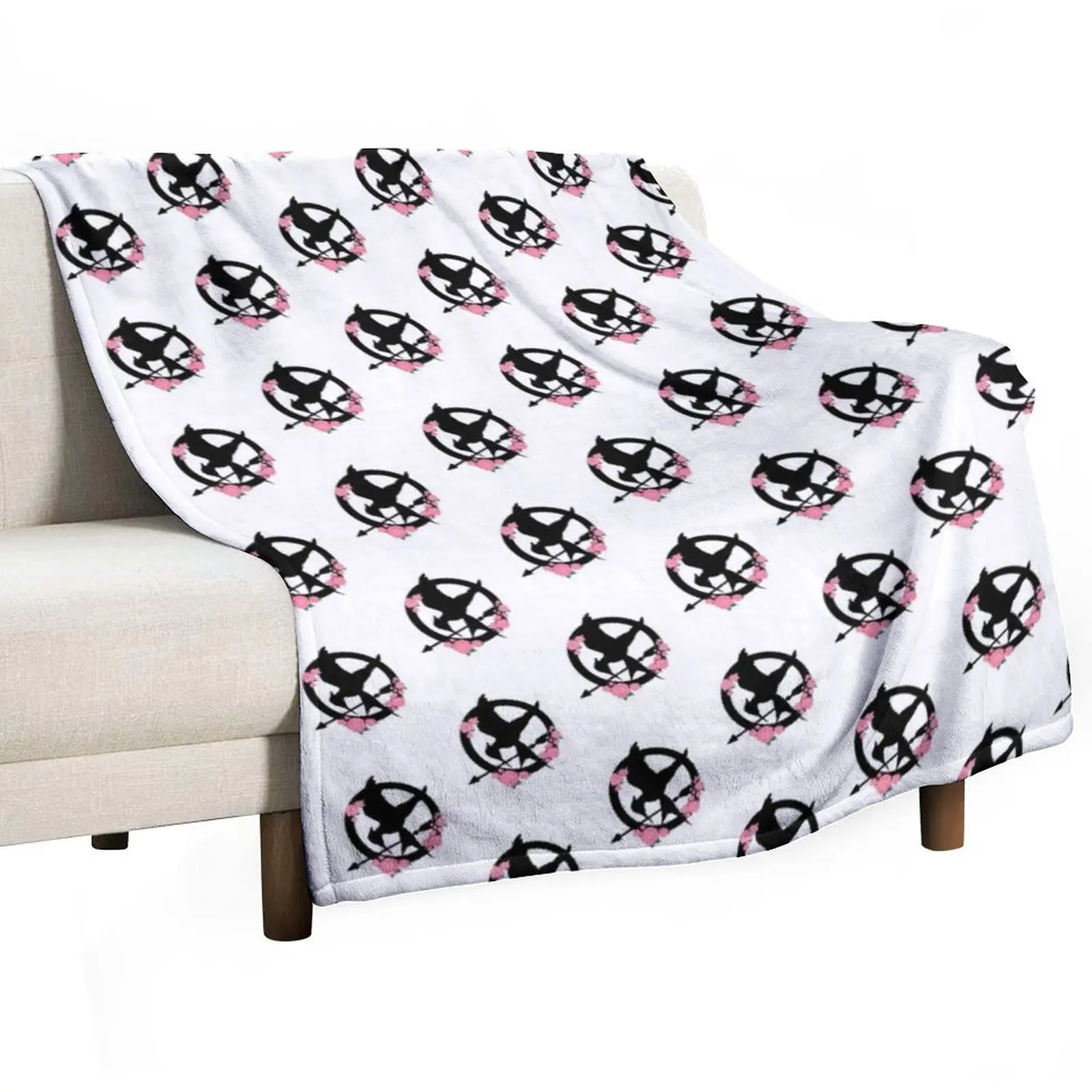 Mockingjay logo flowers Throw Blanket Decoratives Cute Plaid Blankets