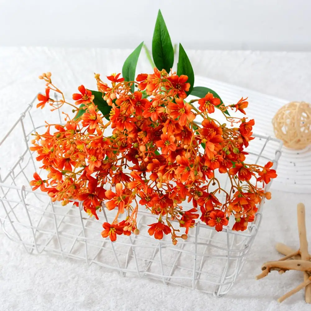 Artificial Flowers with Iron Wire Faux Flower Branch with Leaves for Home Wedding Party Decor 39 Head Floral for Indoor