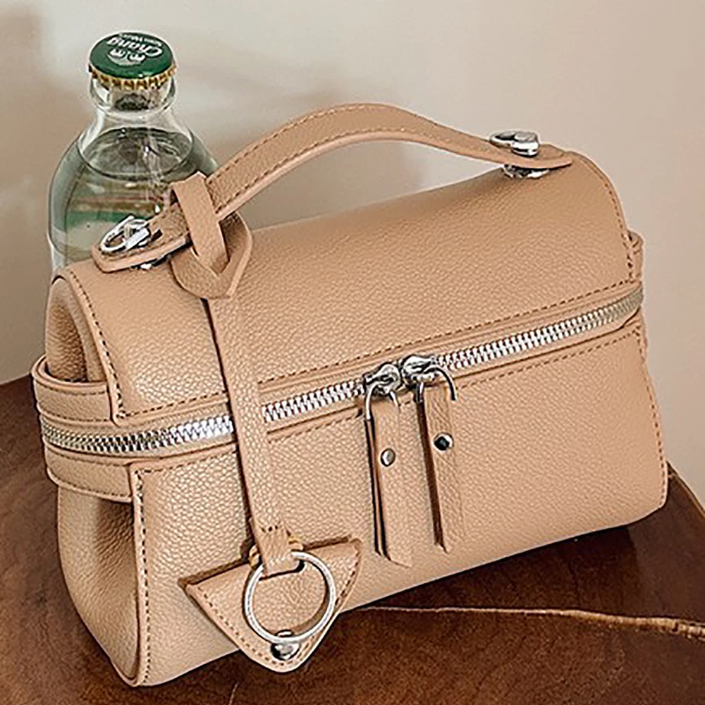 Delicate Box Shape Crossbody Bag Women's 2026 Summer New High Grade PU Leather Zipper Messenger Bags Temperament Shoulder Bags