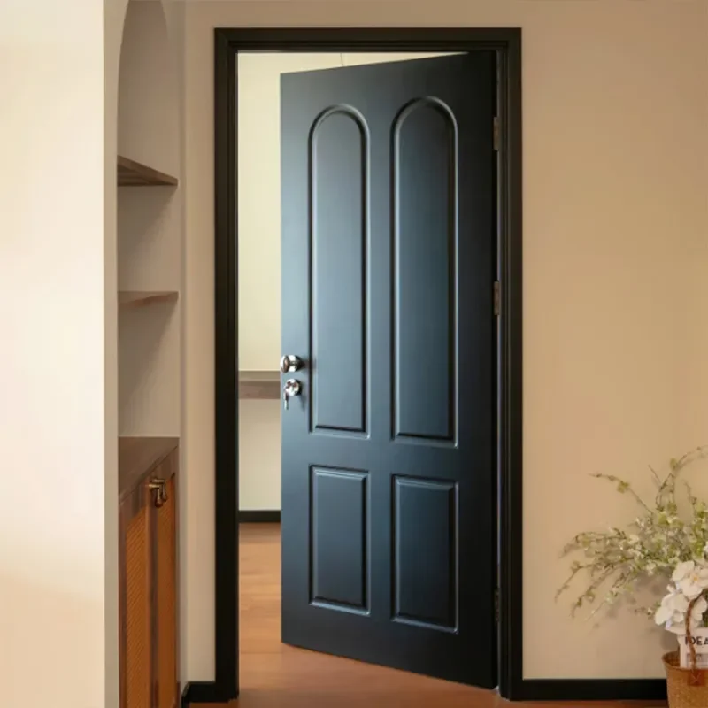 for Solid Wood Composite Black Painted Engraved Interior Door Soundproof Swing Door Simple Bedroom Door Manufacturer Supply