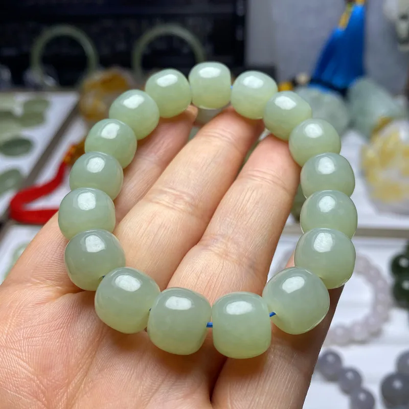 

Hetian Old-Styled Bead Jade Bracelet Men And Women Beads