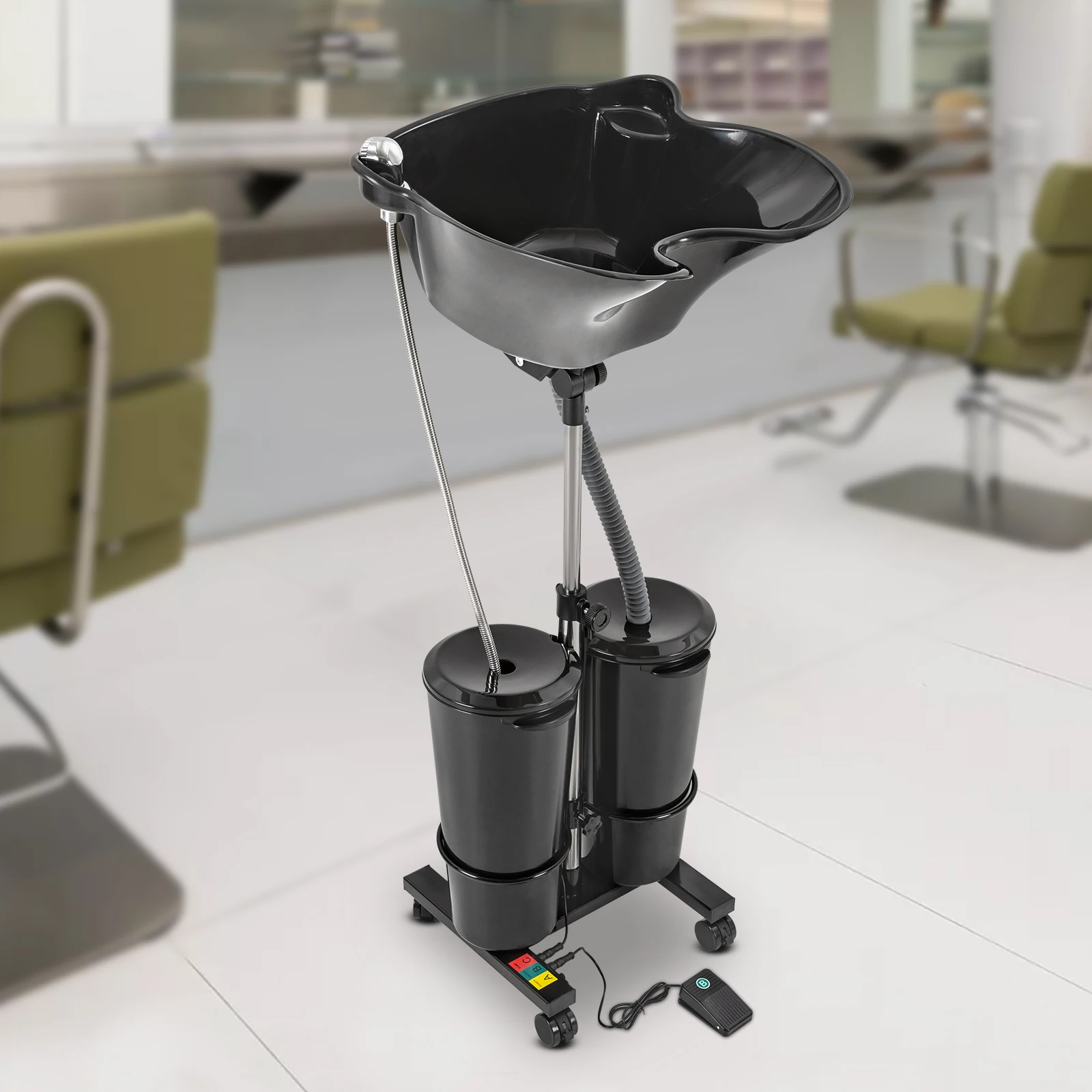 Bassin de shampoing Portable avec 2 seaux, lavabo Mobile pour cheveux, hauteur réglable pour Salon de Spa