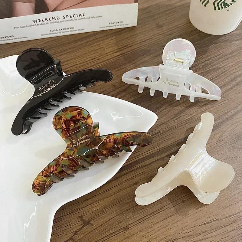 New Fashion acetato Back Spoon Pan Hair Clip Shark da donna High End Retro Simple Hair Clip accessori Light Luxury Grab Clip