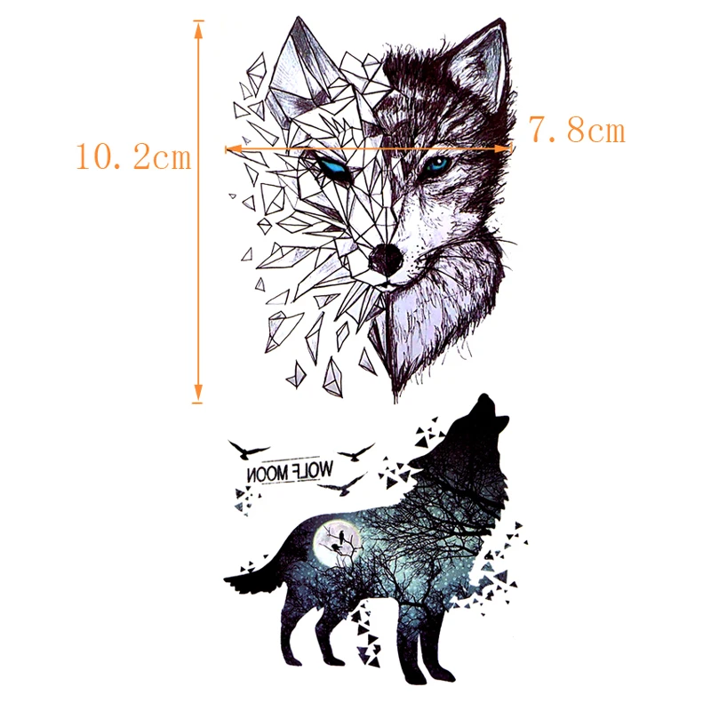 5pcs Mysterious wolf Waterproof Temporary Tattoos Men Fake Tattoo Body Art Maquiagem The Flash Kids Tatoo Stickers Cheap Stuff