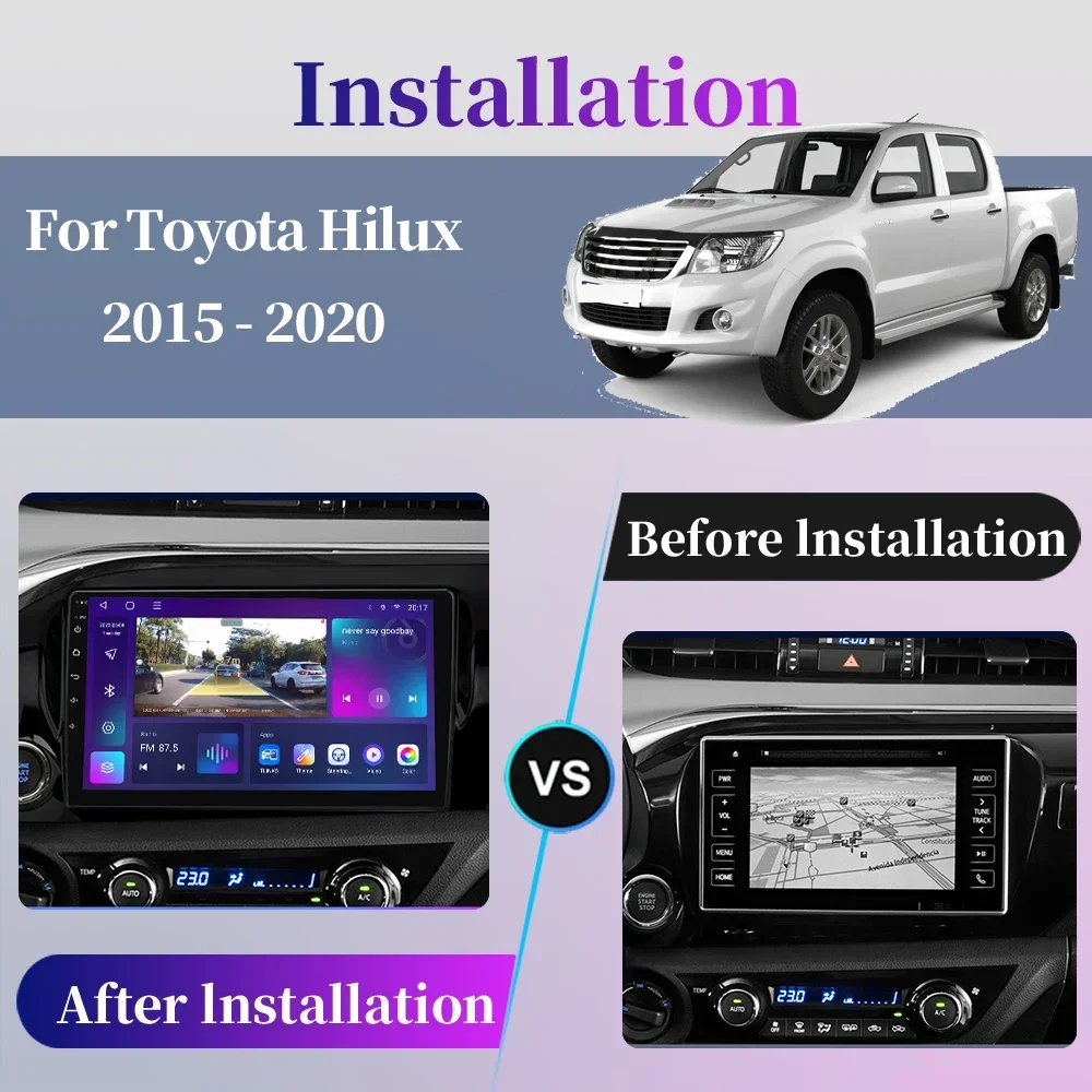 For Toyota Hilux Pick Up AN120 2015 - 2020 Car Radio Android Multimedia Player Navigation GPS Carplay Touch Screen Auto Stereo