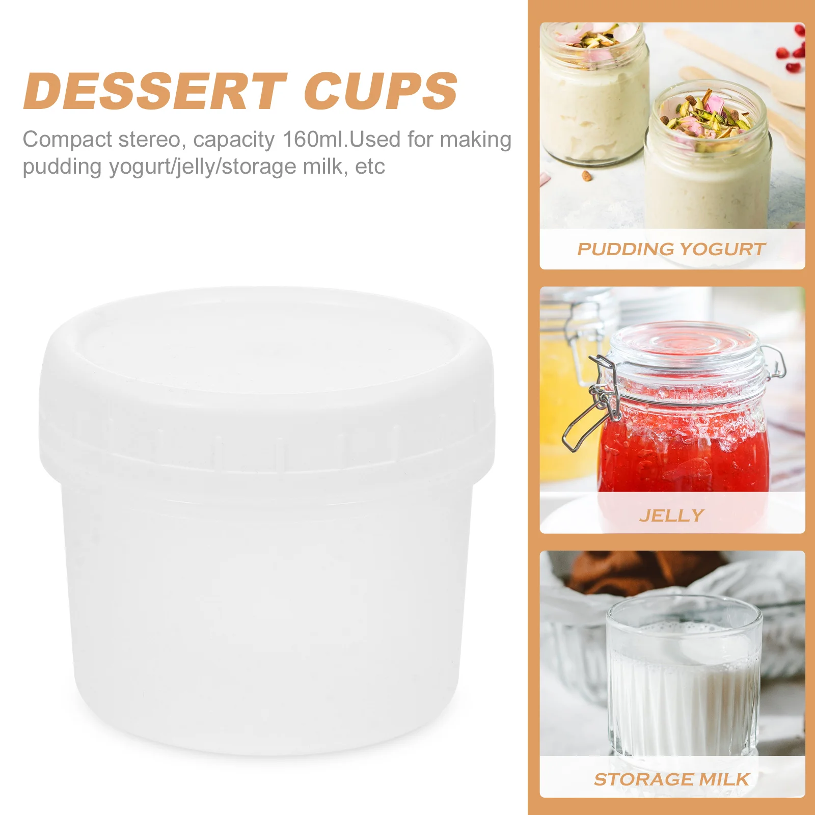 20 Set Jelly Cup Smoothie Containers Shot Cups Ice Cream Mini Yogurt Pudding Jars with Cover