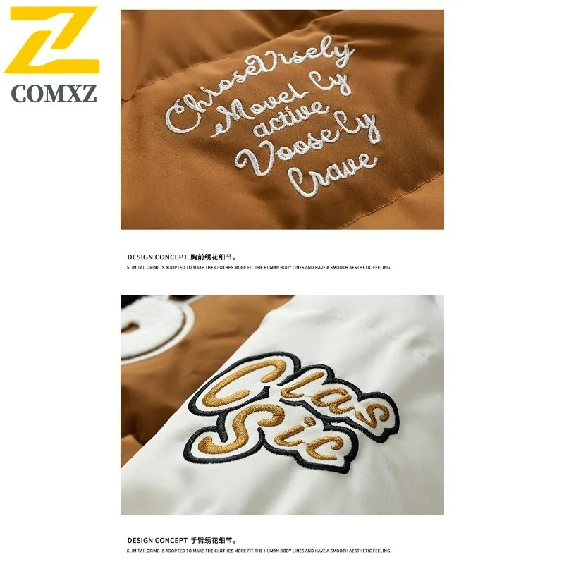 وهمية قطعتين مقنعين معطف مبطّن بالقطن الثقيلة رسالة للجنسين الشتاء سترة الذكور الإناث فضفاضة الشارع الشهير ملابس خارجية دافئة