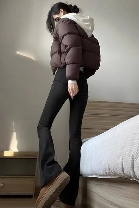 

Расклешенные джинсы для женщин, потертые, изнутые, рваные, с потертым подолом, гранж, альтернативный панк-рок, субкультура, обрезка, подробное лоскутное шитье