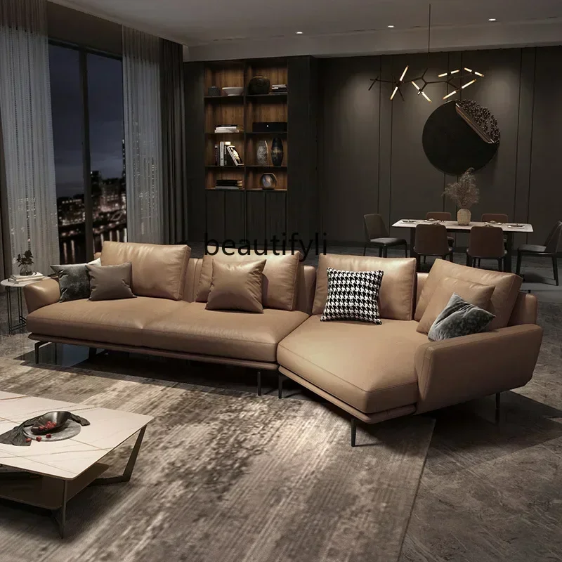 

YH3 Corner leather sofa first layer cowhide light luxury Nordic modern simple living room Italian minimalist creativity