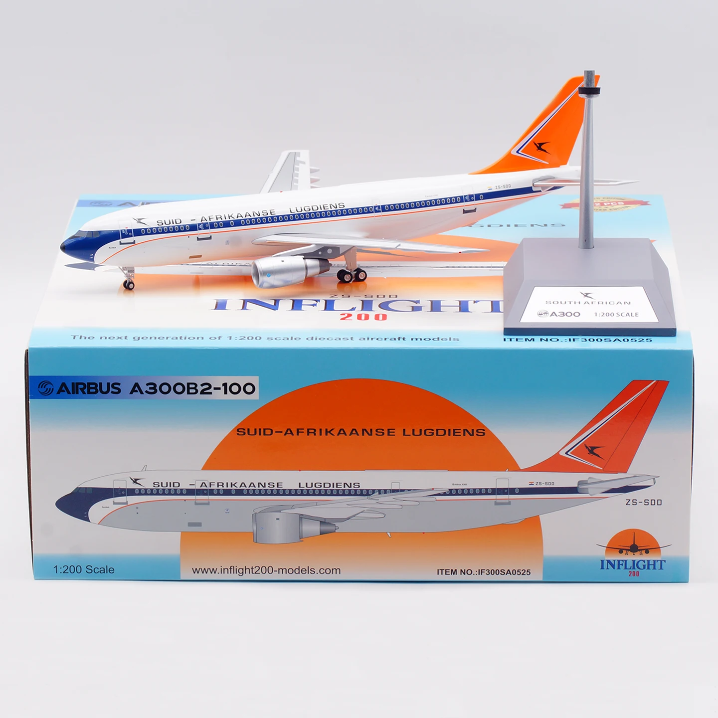 

IF300SA0525 Коллекционный самолет из сплава в подарок INFLIGHT 1:200 Южноафриканские воздушные пути Airbus A300B2 Литая под давлением модель самолета ZS-SDD