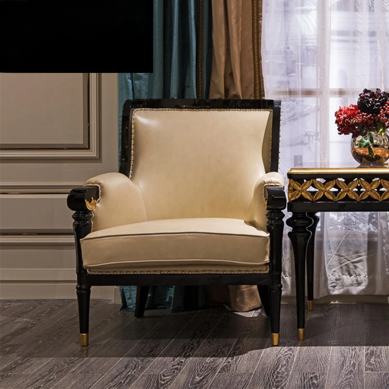 European style chair neoclassical birch carved backrest leisure chair