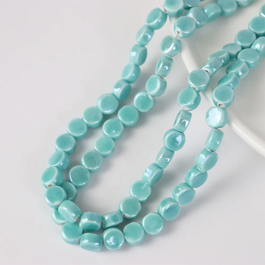 20pcs 8mm Chinese Ceramic Beads Cindy Color Round Flat Spacer Beads For Jewelry Making Finding DIY Bracelet Necklace Accessories