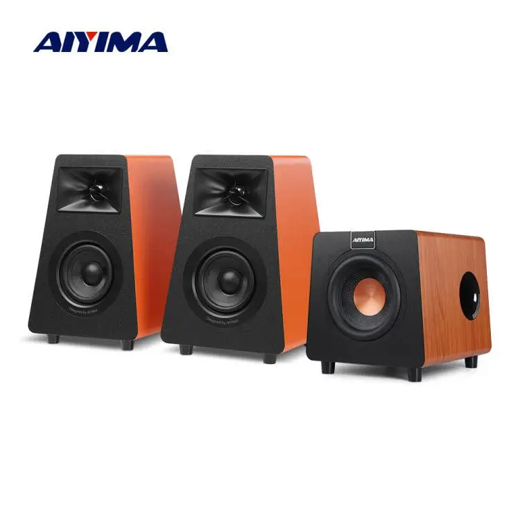 AIYIMA 2.1 Kanaals Bluetooth Speaker + 800X Subwoofer Hifi Home Sound Theater Houten Luidsprekers Combinatie DIY Boekenplank Luidsprekers