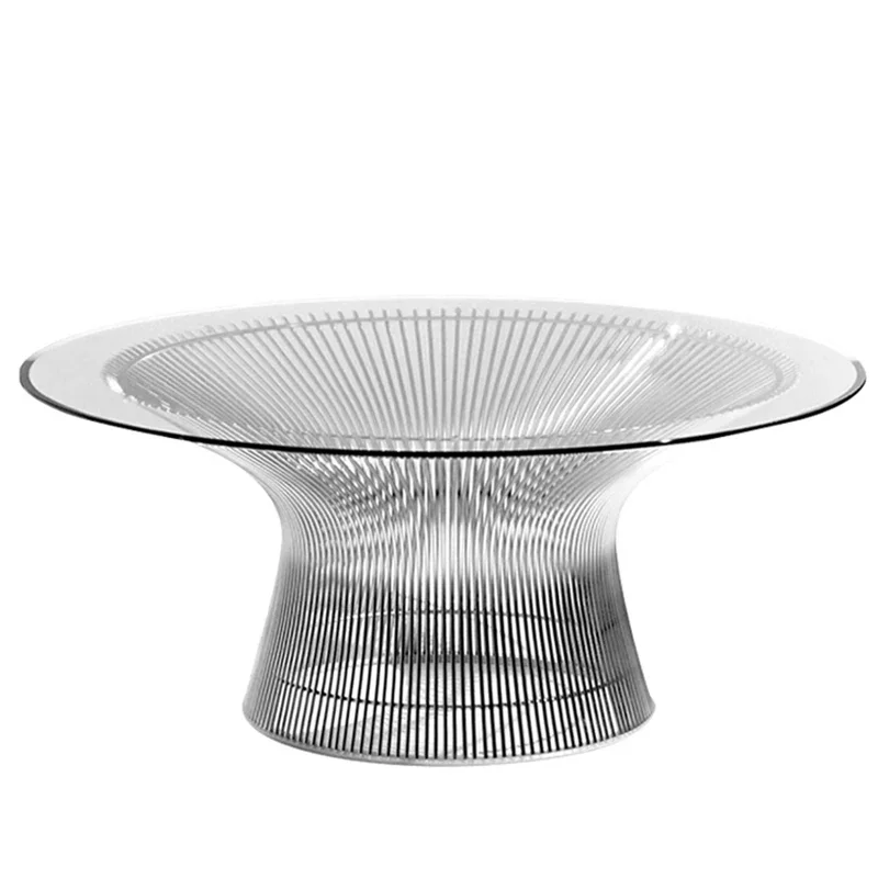 Customized Platna Coffee Table Light Luxury Simple Stainless Steel Glass round Table image 5