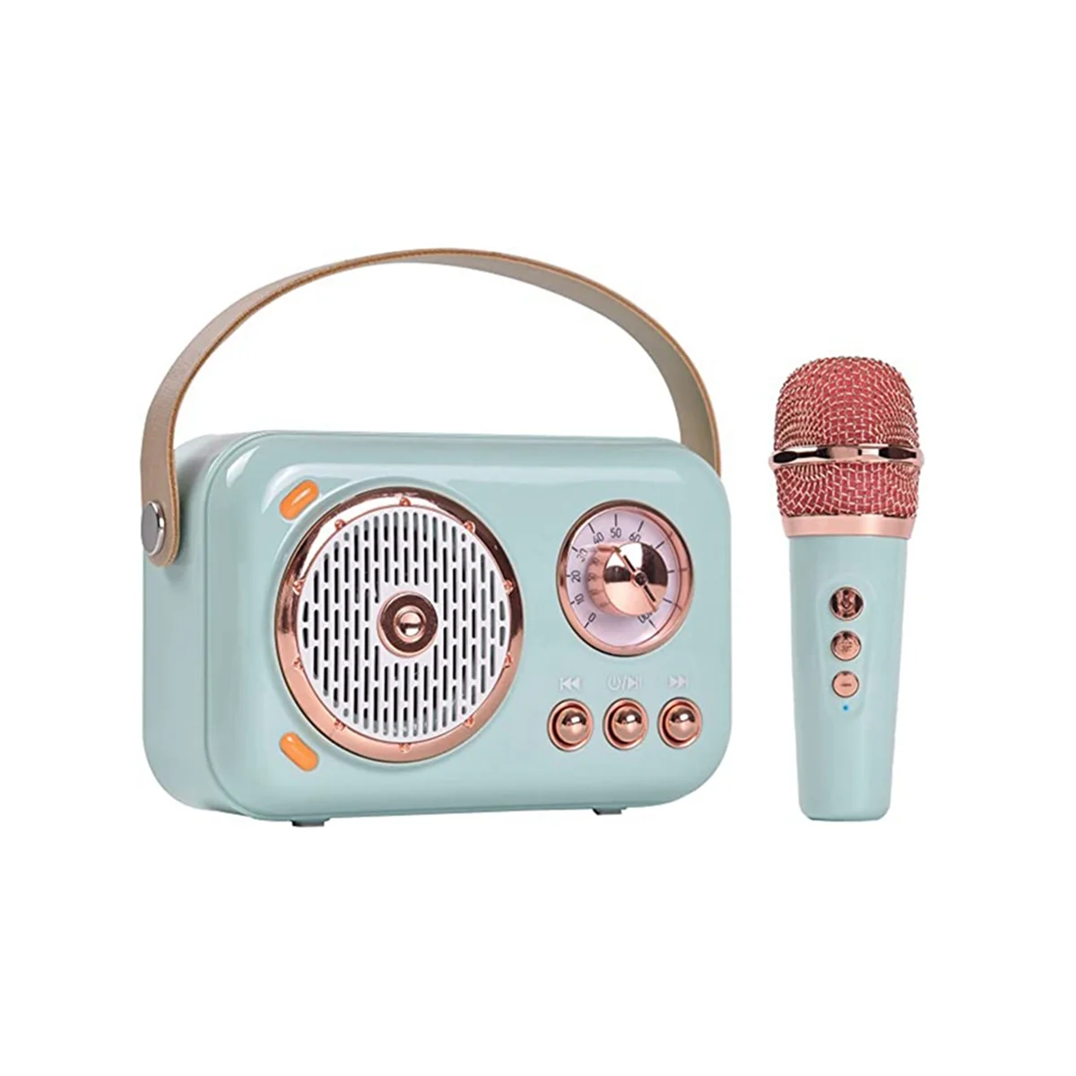 

Portable Bluetooth Speaker with Microphone Set, Vintage Bluetooth Speaker with Home (Blue)