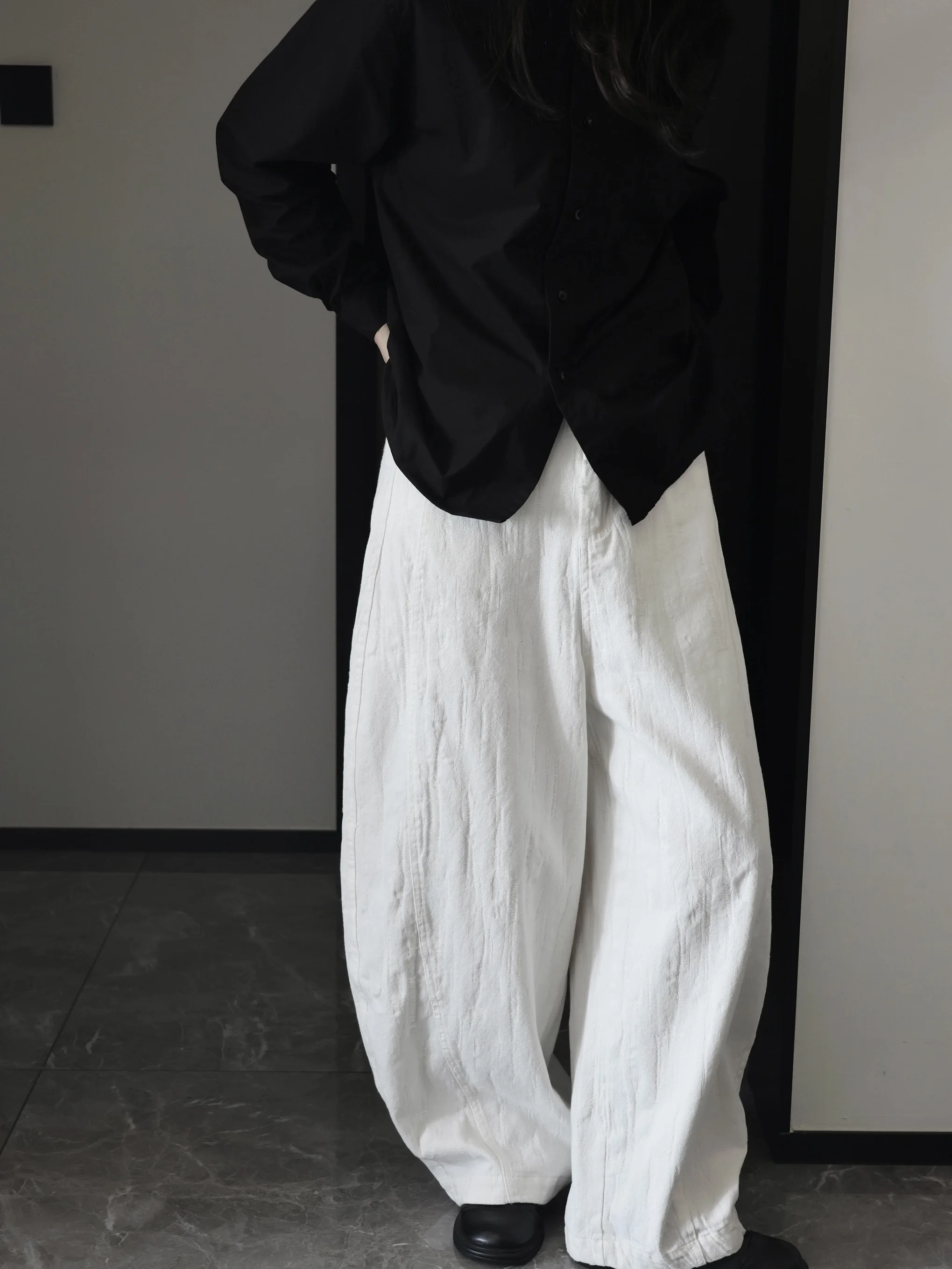 

Dark Blade Wide Leg Pants Spring 2026 Casual Fashion Elegant Versatile Slimming Floor-Length Ladies' Cotton Natural Waist