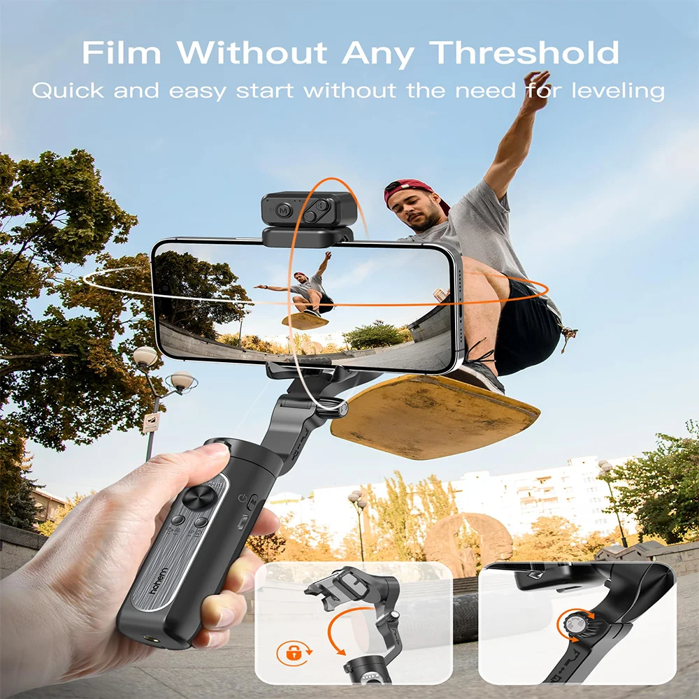 Hohem iSteady XE 3-Axis Handheld Gimbal Stabilizer for Smartphone with Fill Light for iPhone Android Face Tracking Tiktok Vlog