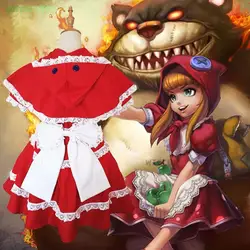 LOL Skin Legend The Dark Child Annie Cosplay Costume Red Maid Dress Annie Hastur Facny New Year Party Christmas Suit Costumes