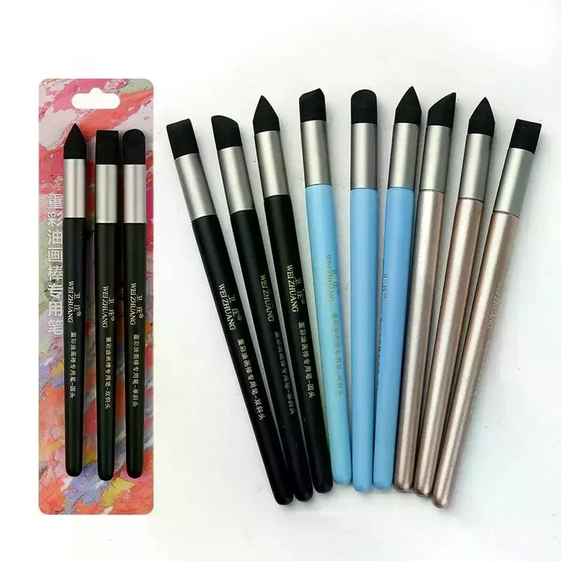 2/3Pcs Soft Sponge Mixing Stumps, Oil Pastel Smudge Pen Multi Shape Tips For Artists Drawing Painting