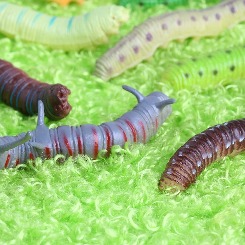 12 x Worm Realistic Fake Insect Educational Trick Toy Plastic