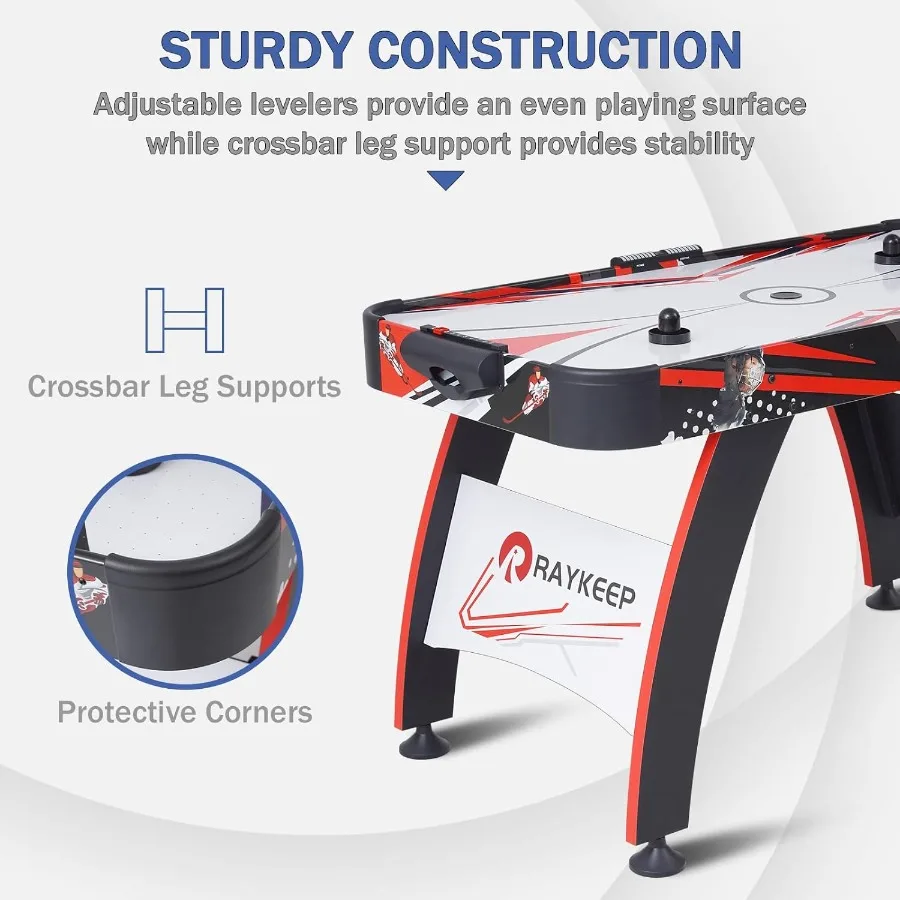 Air Hockey Table Indoor Hockey Arcade Game Table with 2 Pucks 2 Pushers LED Scoreboard Powerful 12V Motor Ideal for Adults and