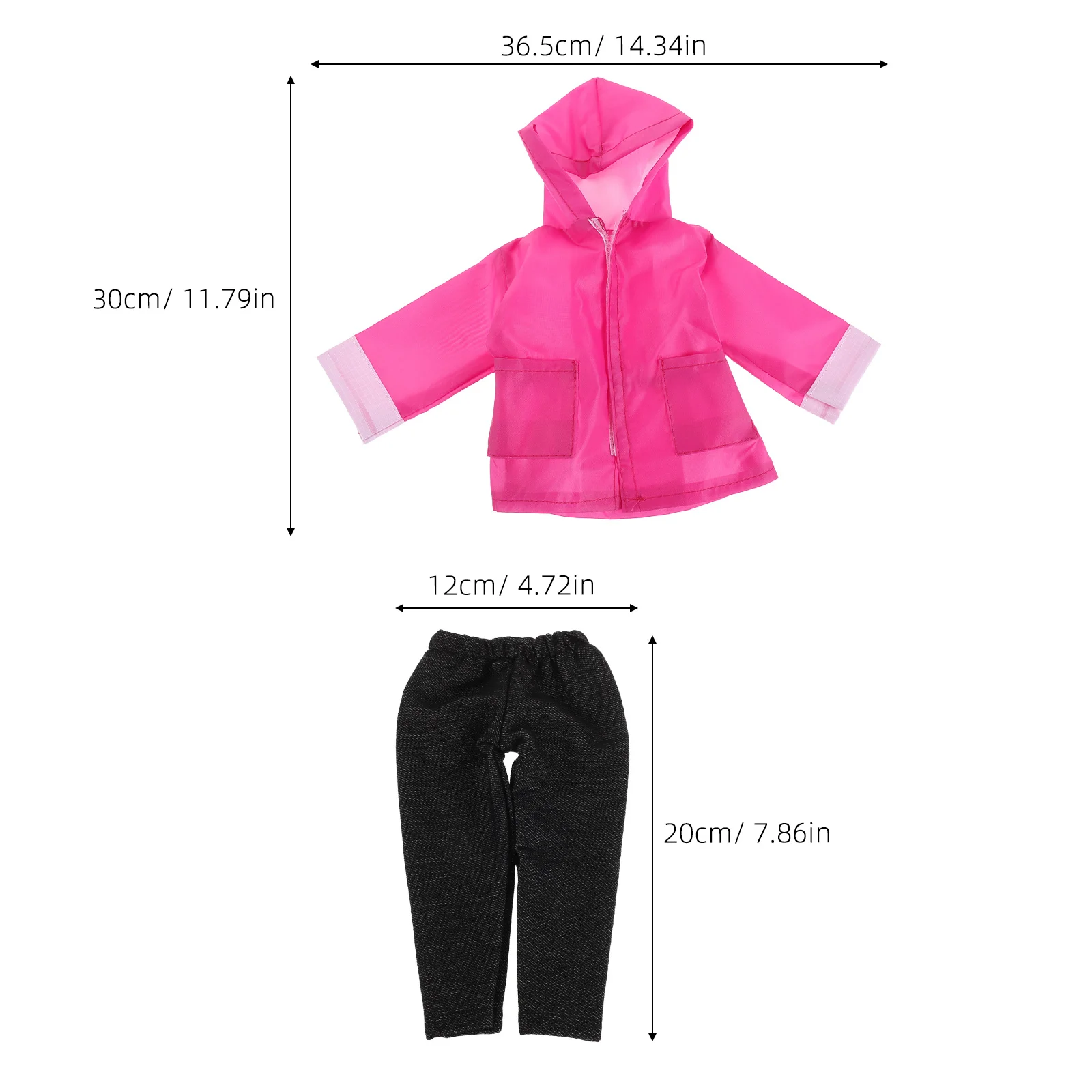 1 Satz 1 Satz Regenmantel für 18-Zoll-Mädchen, rosa, wasserdichte Kapuzenjacke, Hose, Hut, passendes Outfit, Rollenspiel-Regenausrüstungskleidung