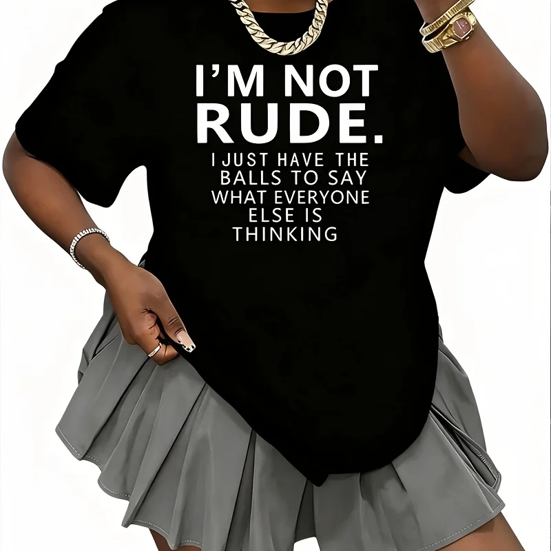 I'M Not Rude, I Just Have the Balls to Say What Everyone Else Is Thinking Women's 100% Cotton T-Shirt Fun Print Short Sleeve Top Casual Round Neck Tee S-5Xl