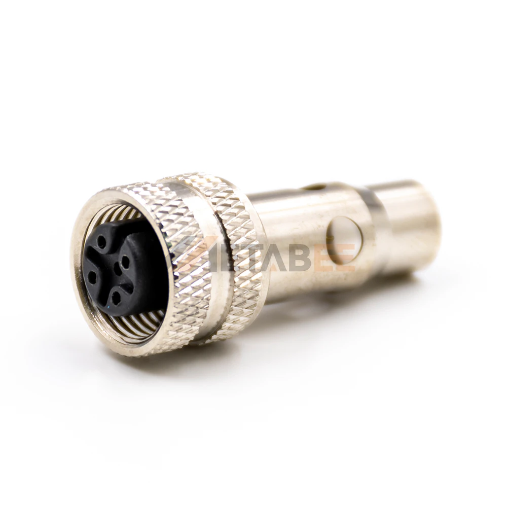 Shielded M12 Female 5-Pole A-Coded Connector Solder Socket Molded for CANopen Bus & Sensor Cable Repair