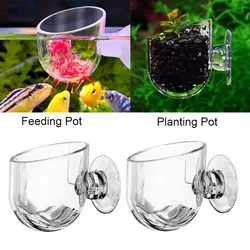 Aquarium Decoration Hanging Fish Tank Mini Crystal Acrylic Pot Polka Water Planting Cylinder Cup Feeding Accessories