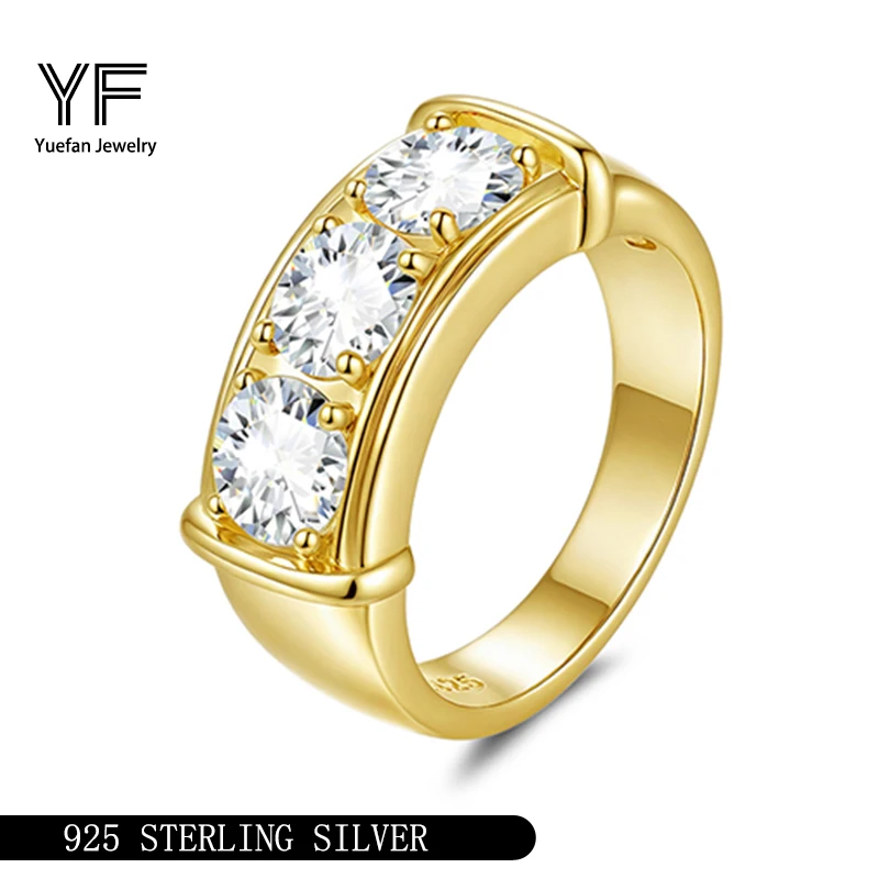 

Rings For Man D VVS1 Round Moissanite Sterling Silver 925 Jewelry 18K Gold Plated Hiphop Ring Customization Anniversary Party