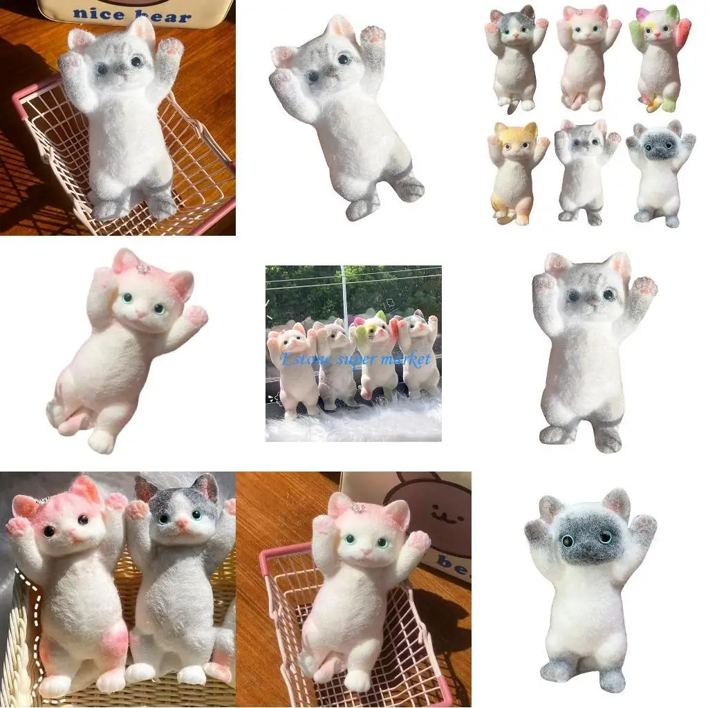 

090B Simulation Cats Lovely Squeeze Toy for Adult Child Soft Stretchy Hand Squeeze Decompress Cats Toy for Student Relaxing