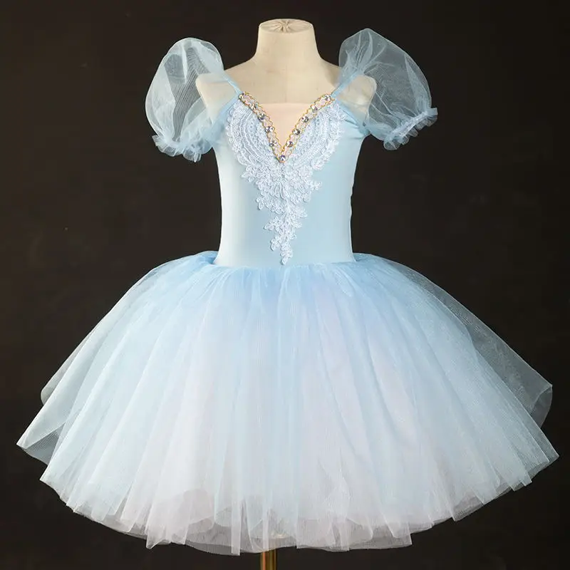 Nuovo Tutu di balletto professionale abito a maniche lunghe vestito da balletto cigno bianco da ragazza Performance Dance Ballet Performer