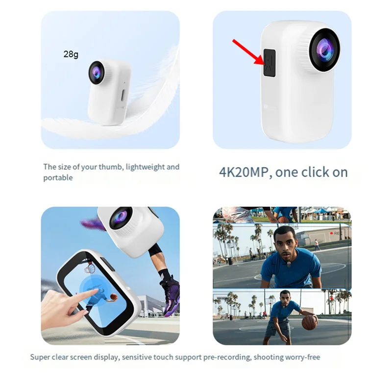 

AA84 Action Thumb Camera Anti-Shake 4K WIFI Pocket Camera Wireless Remote Control Outdoor Cycling Bodycam Sports Camera