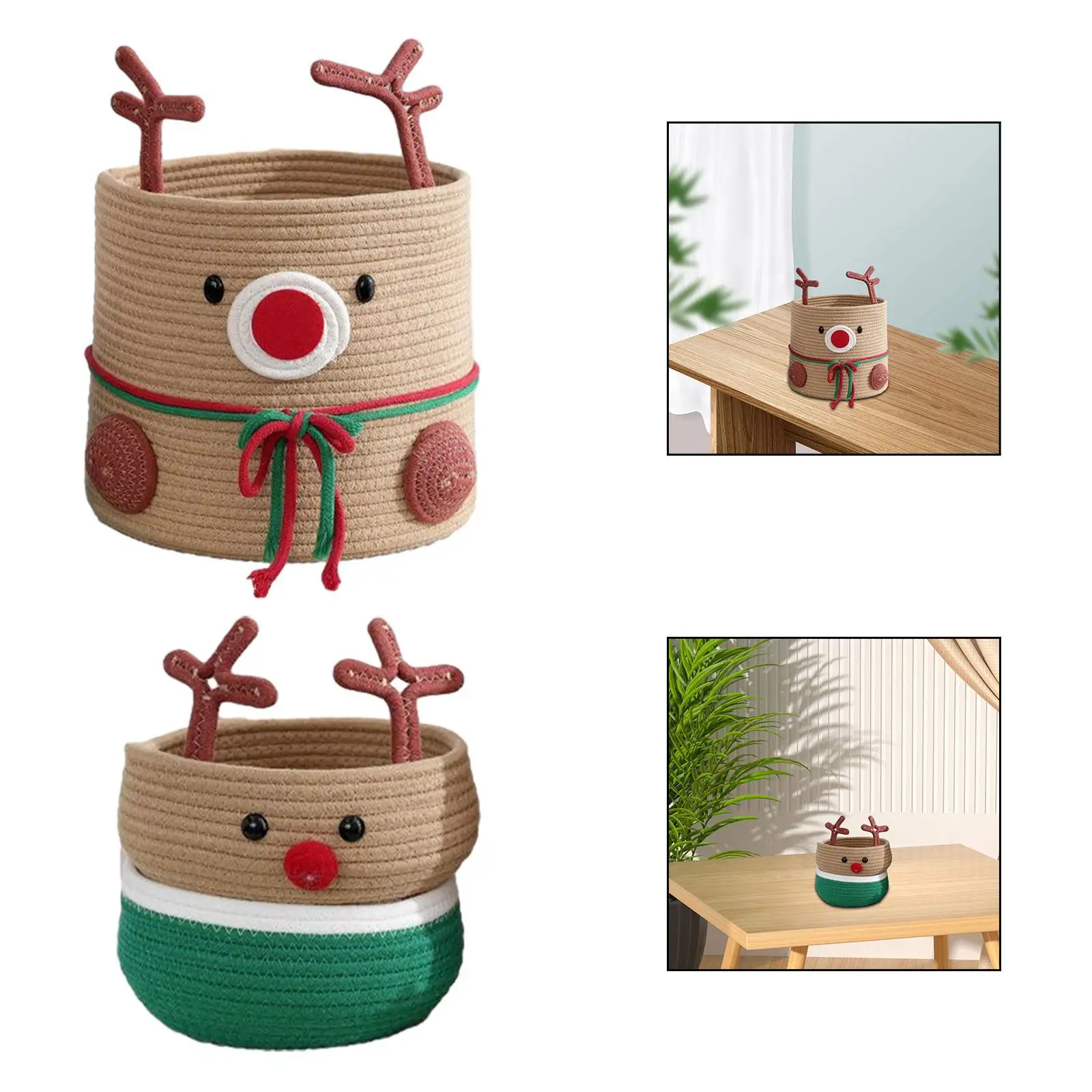 Reindeer Christmas Basket Cute Decorative Toy Basket for Home Party Shelves