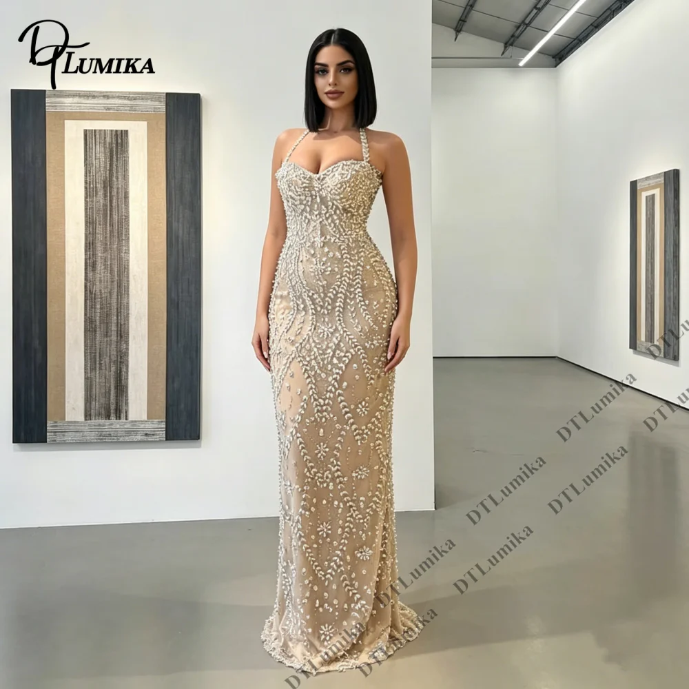 Halter Sweetheart Mermaid Evening Dress Hand-Beaded Rhinestones Formal Gown for Women Customized Long Formal Events Gowns