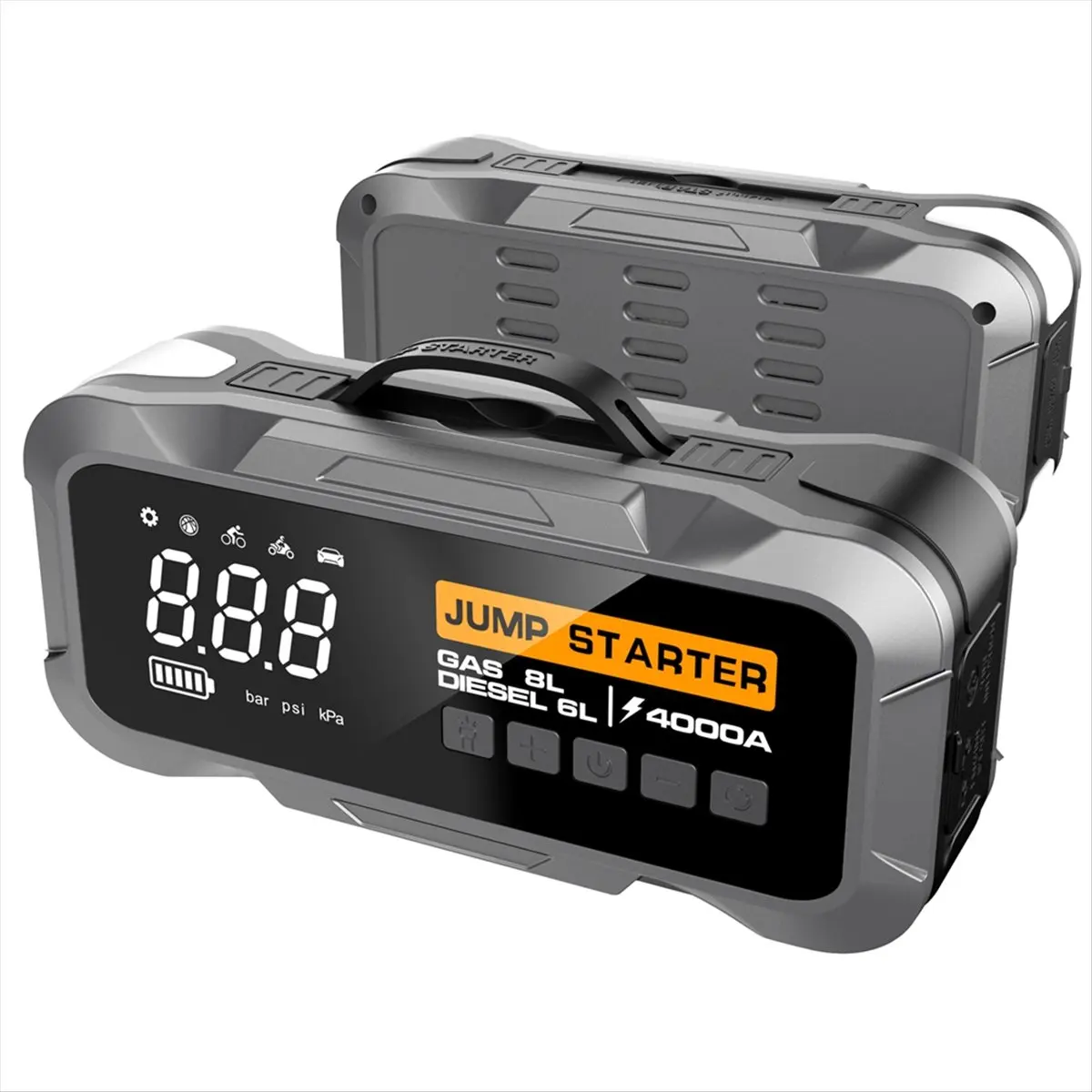 Punctual- Multifunction Car Jump Starter with 8000mAh Battery Charger Compressor Air Pump Tire Inflator Emergency Kit for Trucks
