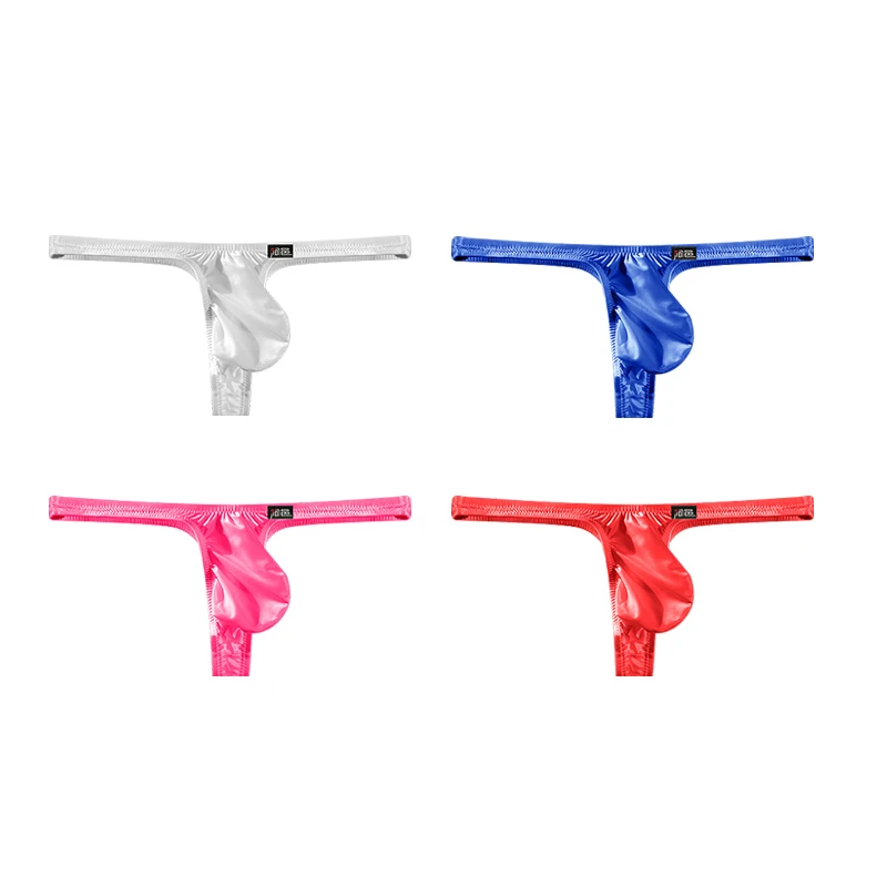UniqueShiny Underwear men's thongs fully transparent T-pants ultra-thin ice silk men's fun low waisted slim fitting T-pants A747