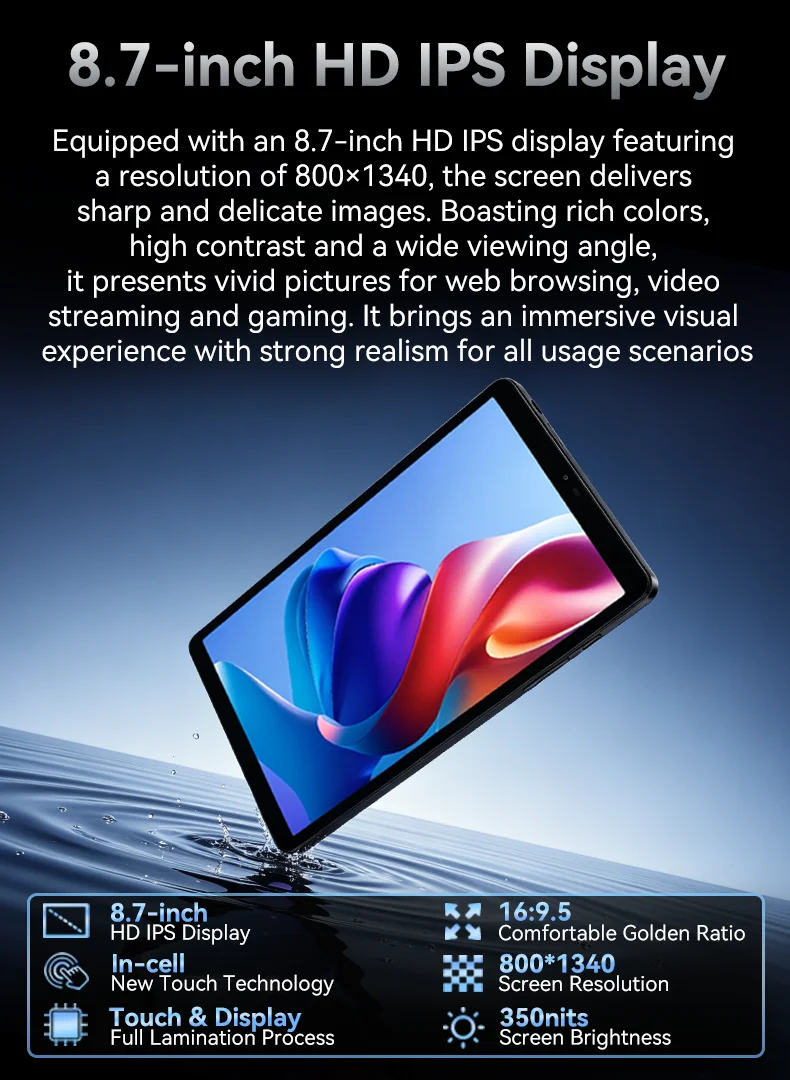 BNCF BPad X1 Android 16 8.68" 90Hz FHD IPS Tablet 16GB(4+12) RAM 64GB ROM 5000mAh Suppor 4G LTE Learning Tablet for Kids Adults