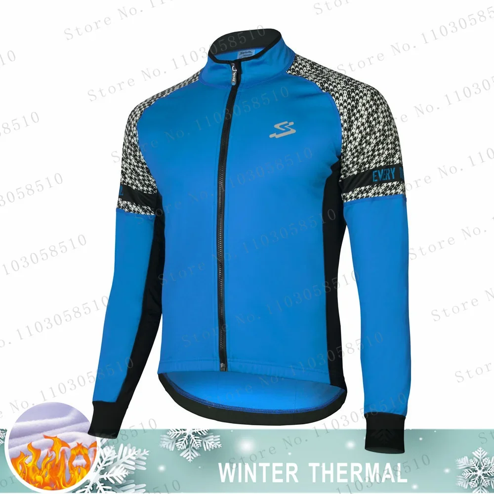 spiukful Winter Thermal Fleece Cycling Clothing Set Mens Long Sleeves Jersey Road Bike Uniform MTB Bib Pants Ropa Ciclismo 2024