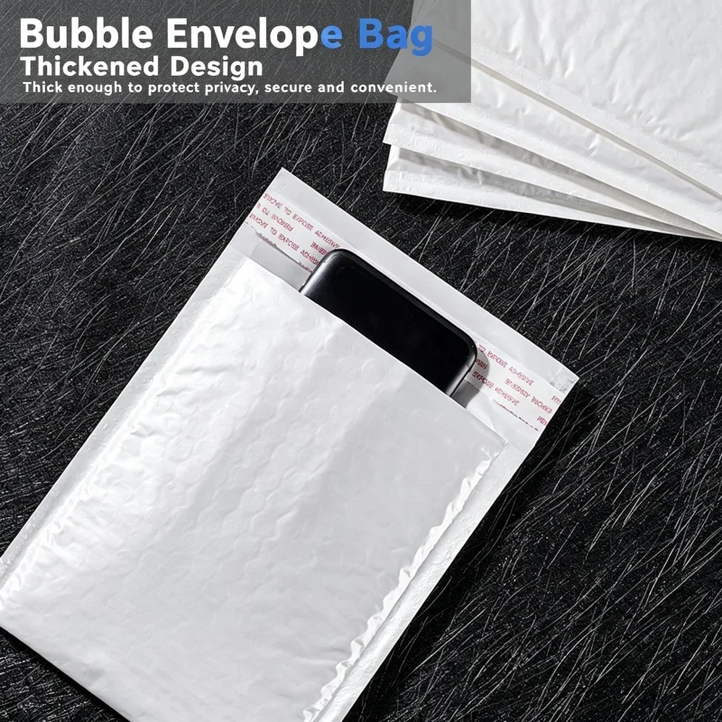 100pcs White Pearl Film Bubble Bag With Bubble Buffer Self Adhesive Sealing Strip Used For Express Packaging