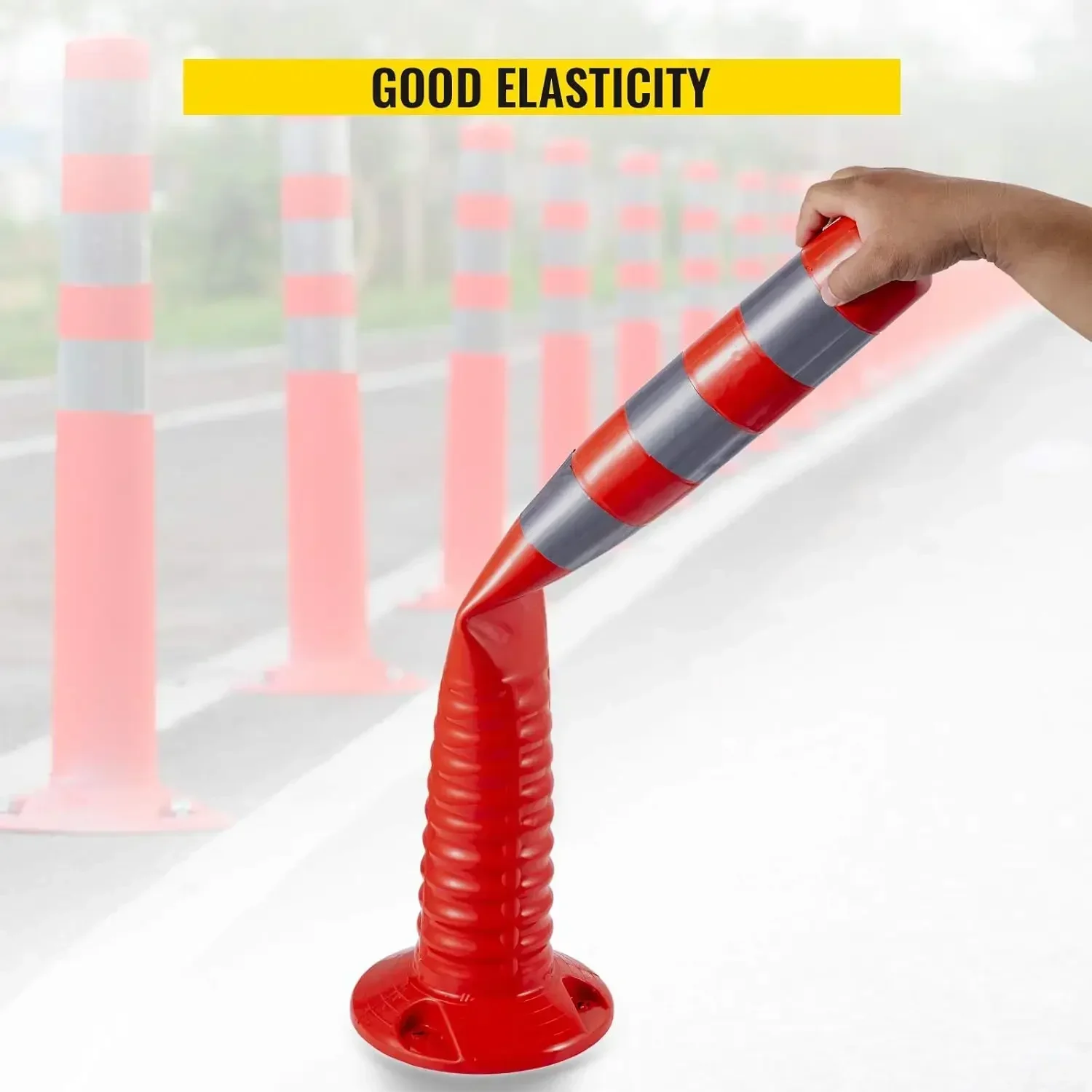 

[XMSJ]Traffic Delineator, 6 PCS Posts Channelizer Cone, Delineator Post Kit 30” in Height, PU Traffic Post, Orange Safety Cones