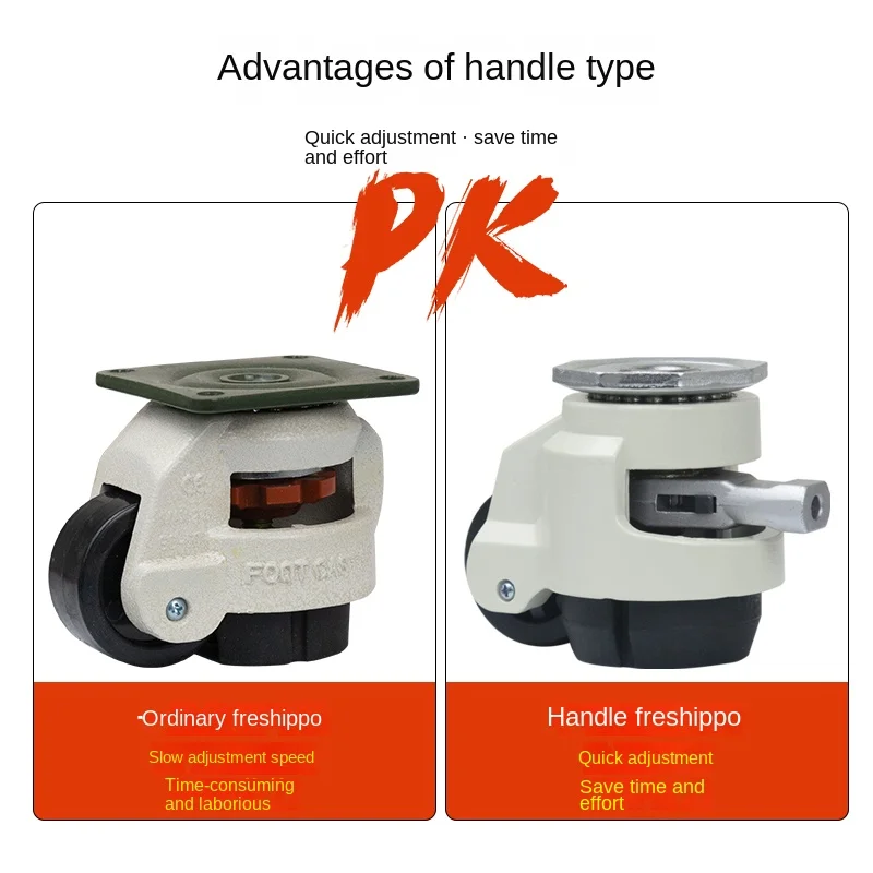 Imagem -03 - Estilo do Punho Carga 500kg de Gd40f 40s 60f 60s 80f 80s Roda Nivelada do Ajuste Rodízios Rodízios Lisos da Pata da Mão do Apoio Lndustrial