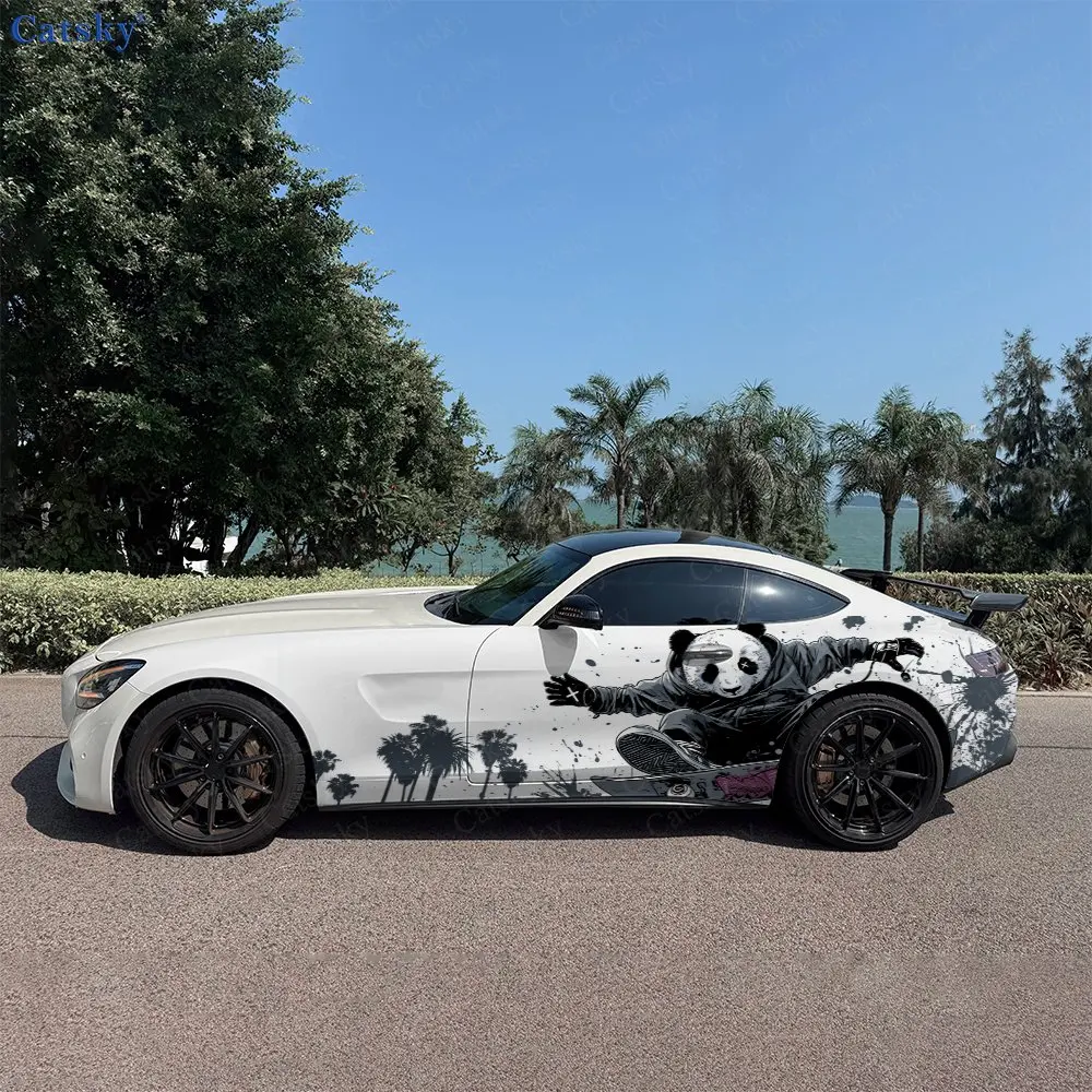 

2pcs Skate Panda Realm, Durable, Fade-resistant, Enhance Vehicle Aesthetics With Bold Artistic Design Car Vinyl Wraps