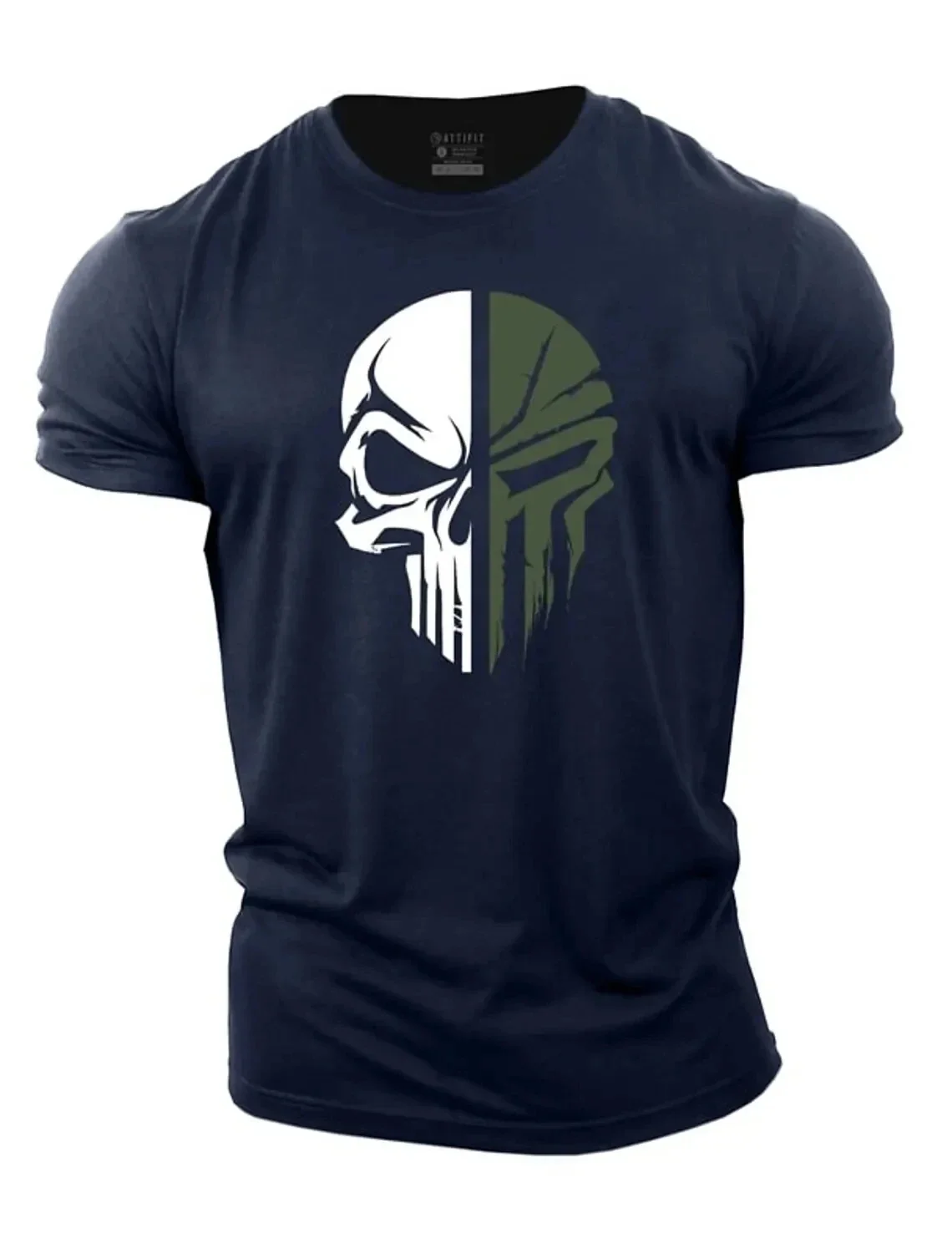 Fashion Tshirt for Men 3D Print Military Skull Dropped TShirt Oversized Gym Short-Sleeved Sportswear Men Clothing Sport Top Tees