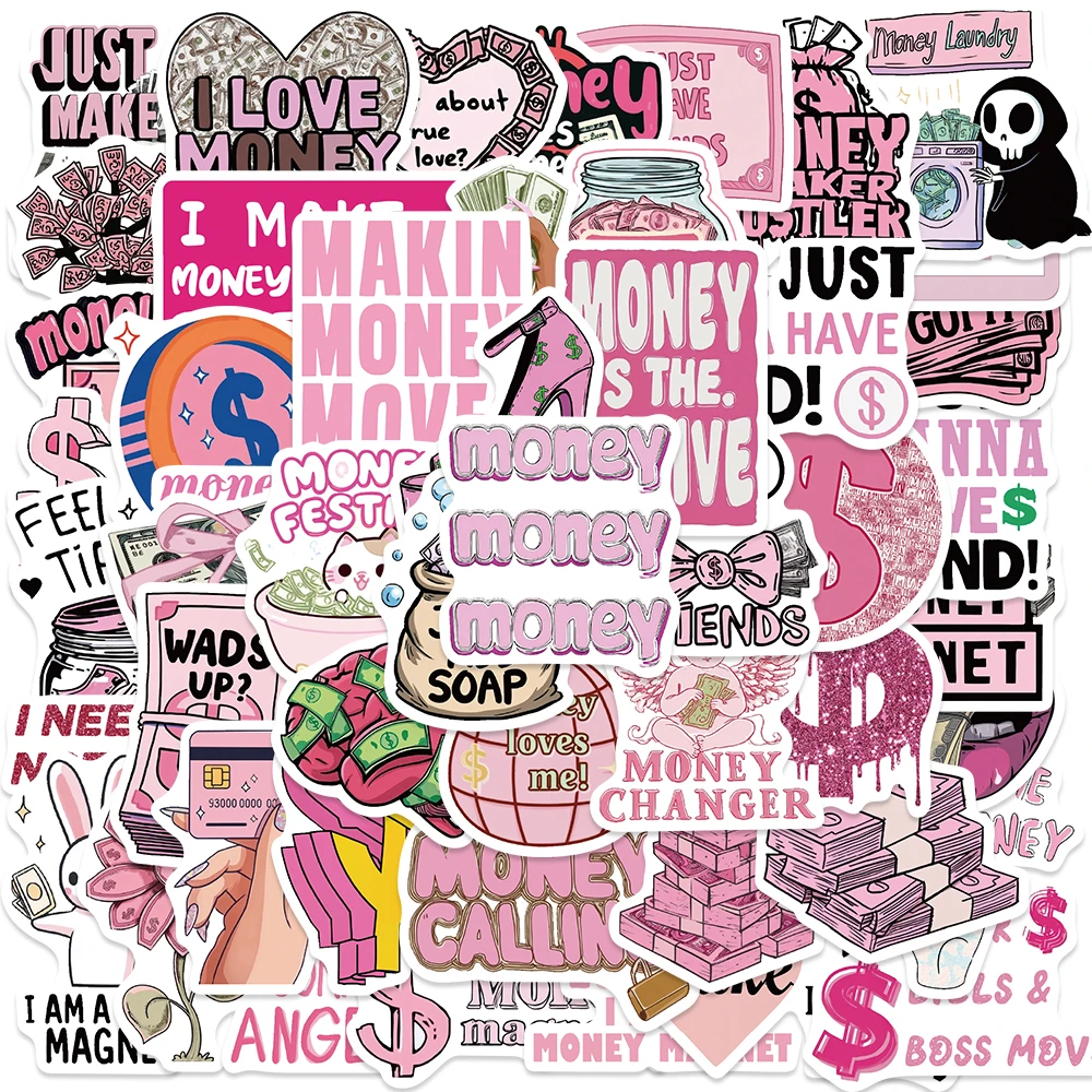 50 قطعة المال الكتابة على الجدران الفينيل ملصقات مقاومة للماء لزجاجة المياه المحمول الهاتف الأمتعة للبالغين حفلة تفضل الفصول الدراسية المكافآت #1